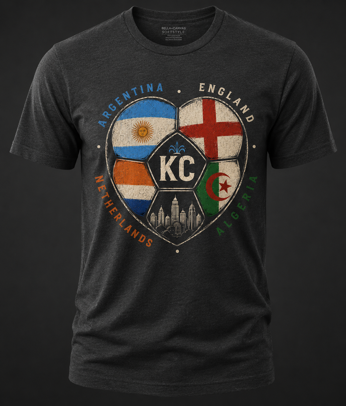 ADULT-----KC Heart World Cup 2026 Tee | Bella Canvas Kansas City Soccer Shirt